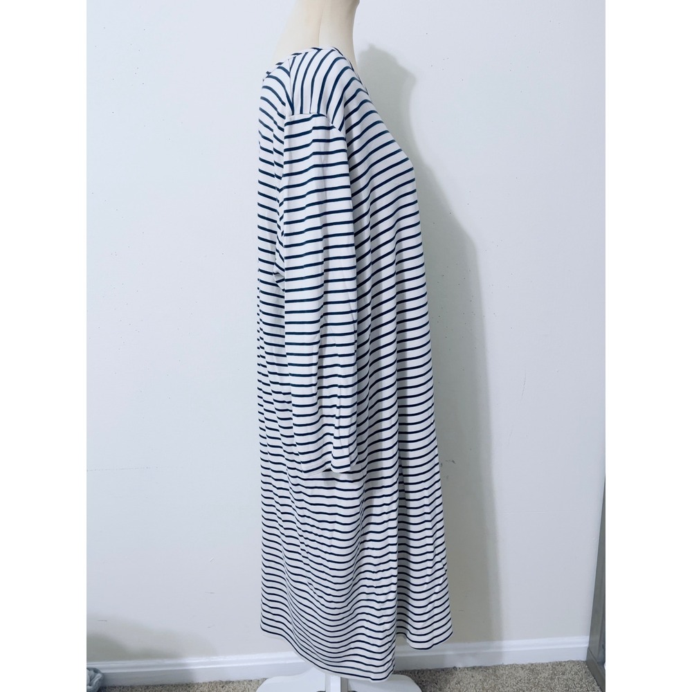 Lands' End Womens Striped Dress 2X Blue White  Midi Nautical Coastal Preppy - Picture 4 of 7